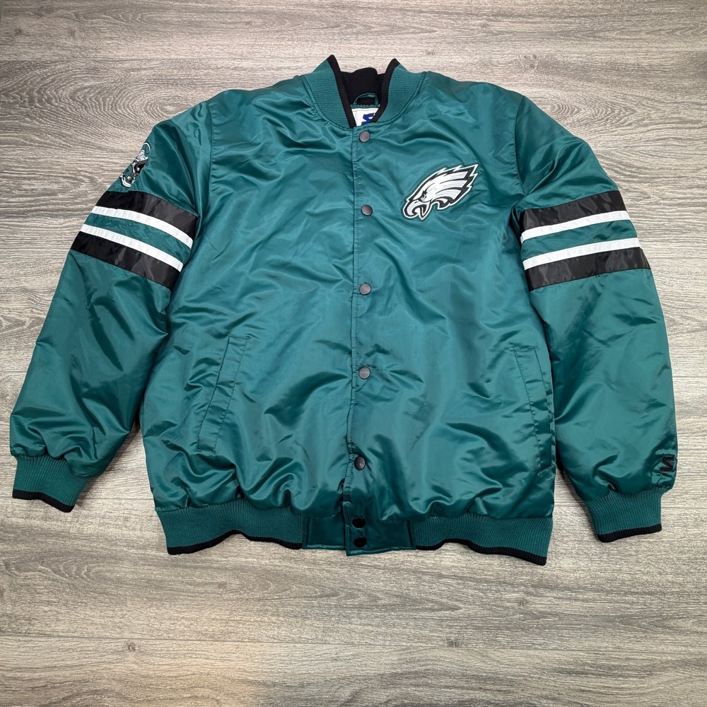 Starter Philadelphia Eagles Jacket Mens XXL Midnight Green Varsity Bomber NFL
